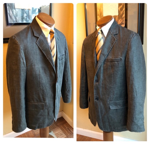 Material London Dark Gray Linen Jacket Size 42R - Picture 11 of 15